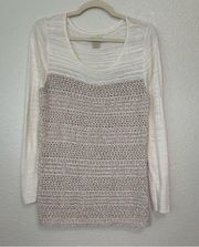 Lucky Brand Chantel Wool Cotton Blend Long Sleeves Sweater Top