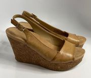 Kenneth Cole Reaction faux leather wedge sandals floral cork wedge size 8