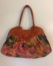 PATRICIA NASH brown Floral Painted Leather Large Purse Shoulder Bag