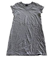 New York & Co Dress Womens Medium Grey Short Sleeve V-Neck Shirt Cotton Blend