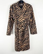 KATE HILL Animal Striped Double Breasted Belted Waist Lined Trench Coat, Size 12