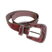 Shyanne Western Cowgirl Pink Snake Print Rhinestone Bling Leather Belt Size S