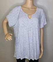 Shirt Sleeve Spotted Blouse BoCk and White Size XL