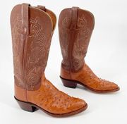 Lucchese 1883 N7277 Cognac Brown Full Quill Ostrich Leather Cowgirl Boot size 6