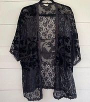 Pol Black Lace Boho Open Cardigan