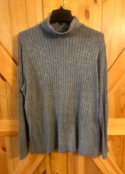 1X Turtleneck Long Sleeve Sweater Gray Ribbed