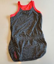 Sweaty Betty Ruched Tie Side Sleeveless Athletic Work Out Tank Top Gray Orange S