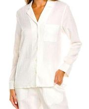 NWT  Camp Collar Gauze Shirt Long-Sleeve Lightweight in White size Medium