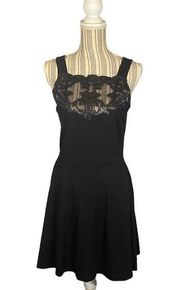 Aqua Black Lace Sleeveless Mesh Upper Dress Women SZ L