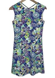 Title Nine Women's Steadfast Dress Size M Blue Purple Floral Sleeveless Stretch