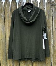 NWT Caslon Olive Green Funnel Neck Pullover Sweater Sz XS