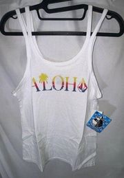 Volcom Women's Pine Split Aloha Tank Top, White, Size S, NWT