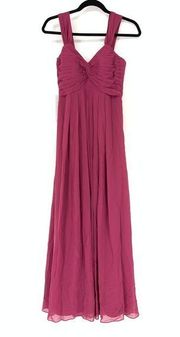 Azazie Women's Custom Size Apx XS/S Mulberry Pink Dress Pleated Twist Front NEW