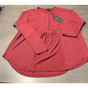 Gibson Look Womens Blouse Maroon Size XS Long Sleeve‎ Waffle Knit Henley