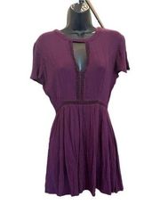 VOLCOM Open Back and Deep V Neck Purple Mini Dress - size Small