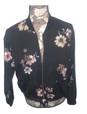 Black Floral Bomber Jacket size small