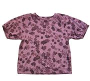 Sonoma Large Pink Floral Top Puff Sleeves