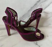 ETRO Brown Purple Signature Heels Size 36.5/6.5