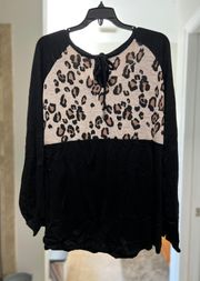 Black Cheetah Print Top