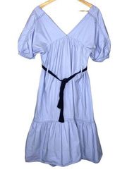 3.1 Phillip Lim V-Neck Long Blue Ruffle Tent Dress Size 2