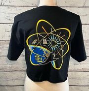 NASA Cropped T-Shirt Black w Front & Back Graphic-Medium