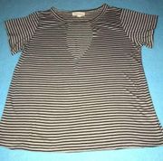 DANCE & MARVEL cutout chest striped top slinky short sleeve stretchy NEW size S