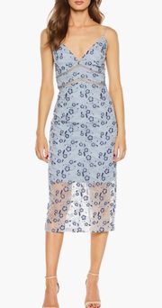 Sapphire Embroidered Sheath Cocktail Dress in dusty blue Size 12