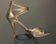 Pelle  Champagne Open-Toe Heels