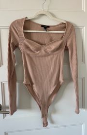 Beige Cute Bodysuit Size S