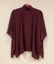 Babaton Burgundy Oversized Blouse High Neck Size Small EUC