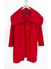 Ann Taylor Shawl Collar Wool Cashmere Peacoat Red Women's L