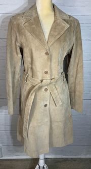 belted wrap coat luxurious suede leather size M