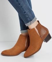 Maurices Alora Cognac Brown Side Slit Contrast Ankle Boots