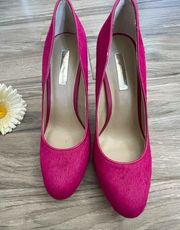 INC pink dyed fur heels size 9