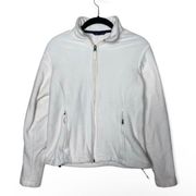 Lands End white fleece zip up jacket