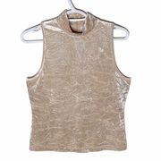 525 America mockneck champagne crinkled tank top sz M