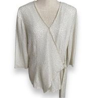 Chadwicks Beaded Cocktail Blouse Wrap, Ivory, Size 10P, Formal, Evening Wear