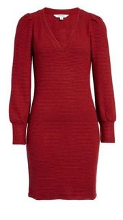 Steve Madden Kadelin Stripe Long Sleeve Sweater Dress in Red Size XS