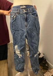 Ripped Denim High Rise Jeans
