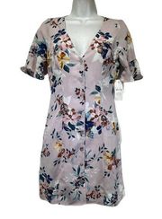 Sadie & Sage Women's Tropical Floral Button Down Pink Dress Size S