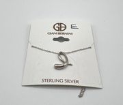 Giani Bernini Script Initial E Necklace in Sterling Silver-Tone MSRP $75 NWT