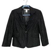 Diane Von Furstenberg Ursette Black Lace Blazer with Broach Button