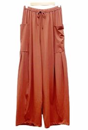 NWT Halara Drawstring Palazzo Flowy Wide Leg Pants in Maple Syrup Size Small NEW