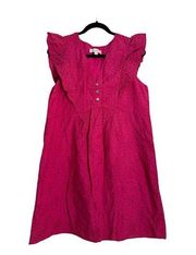 Loft Fuchsia Pink Eyelet Summer Dress Size Large Petite