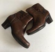 Clarks Bendables Brown Leather Zip Ankle Boots Womens Size 6.5M