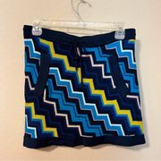 Missoni Blue and Green Chevron Sweater Mini Skirt