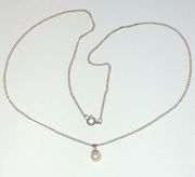 1/20 12k GF Gold Tone Dainty Vintage Genuine Pearl Necklace