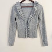 Revolve Tularosa Ranger Button Down Ruffle Cardigan Sweater Gray Size Small