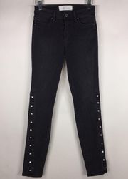 IRO Biba Side-Snap Skinny Jeans Washed Black 26