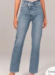 Abercrombie & Fitch The 90's Straight Ultra High Rise Crossover Waist Jeans 16